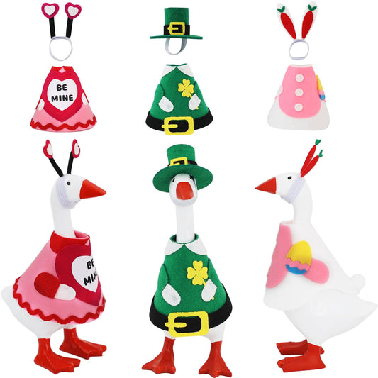 YGEINIT Valentine heart outfit on a 7-inch desk goose for festive decor.