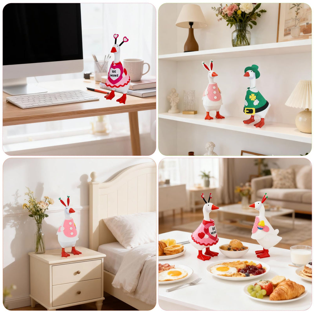 YGEINIT seven-inch desk goose fit shown for easy dressing and secure display.