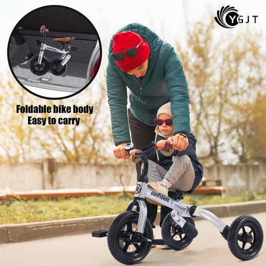 YGJT 3-in-1 tricycle adjustable seat supports growing kids with comfortable rides.