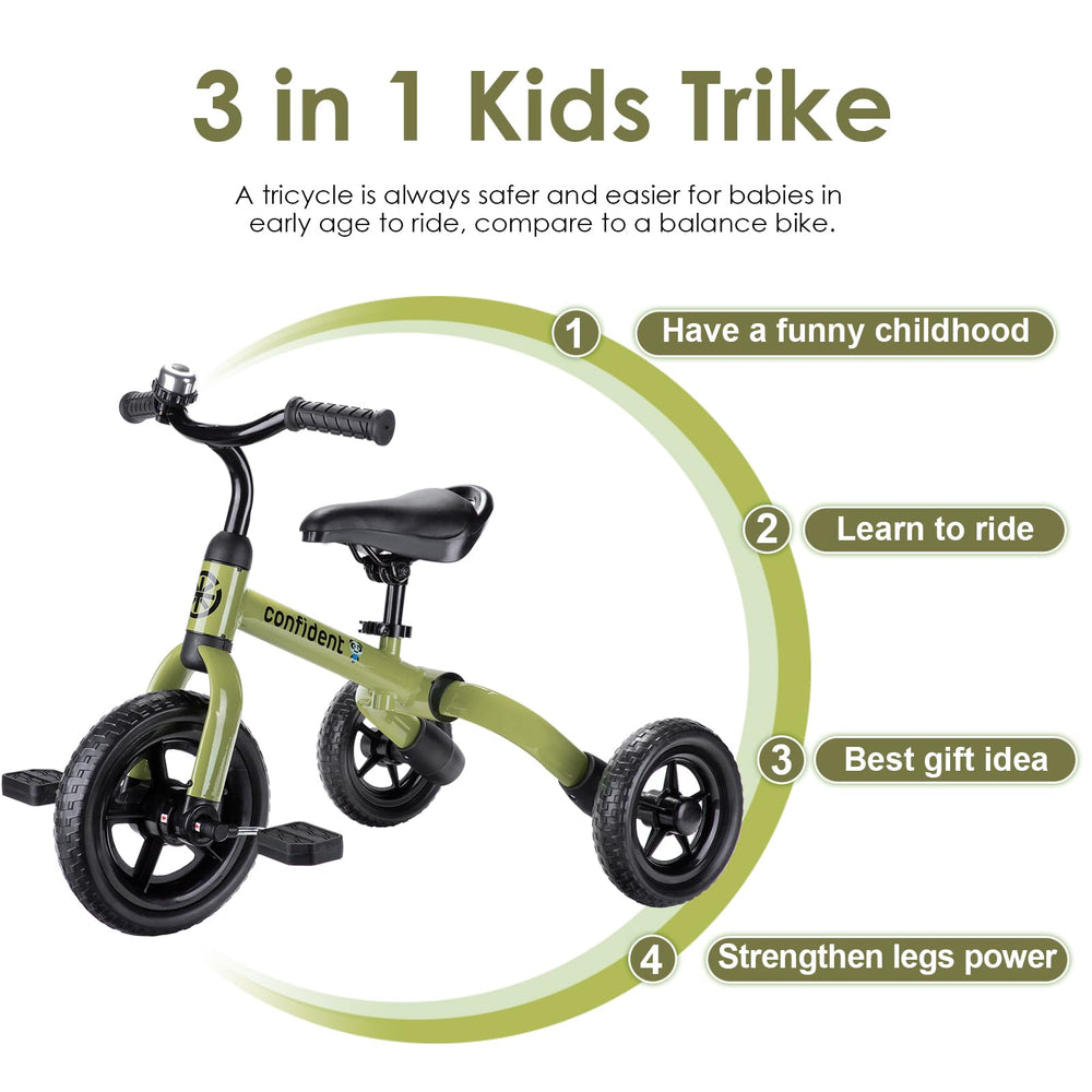 YGJT 3-in-1 tricycle army green durable carbon steel frame for outdoor use