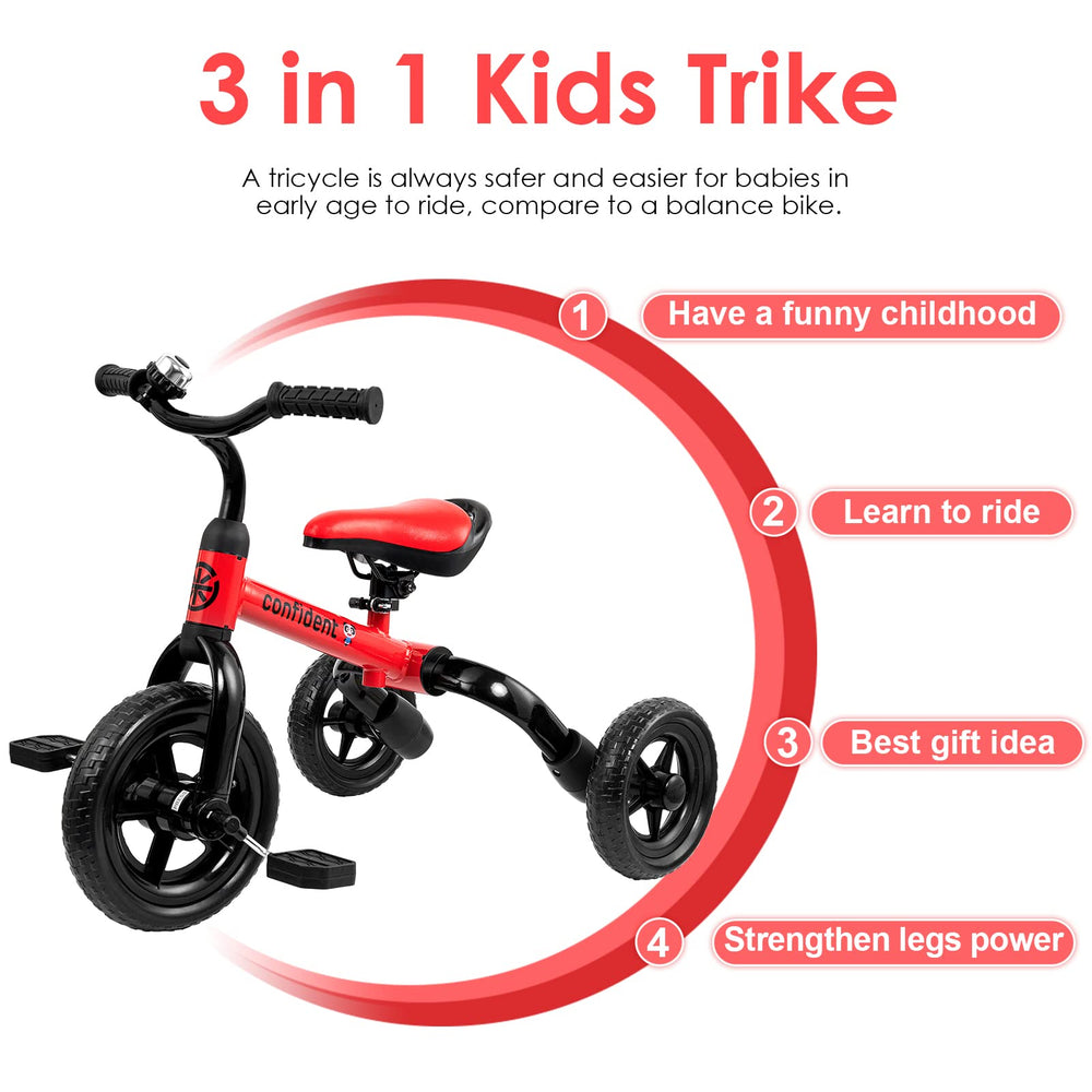 YGJT 3 in 1 tricycle with removable pedal for mode switching and learning balance.