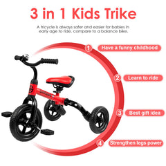 YGJT 3 in 1 tricycle with removable pedal for mode switching and learning balance.