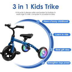 YGJT Adjustable-seat Tricycle blue height-adjustment for growing children