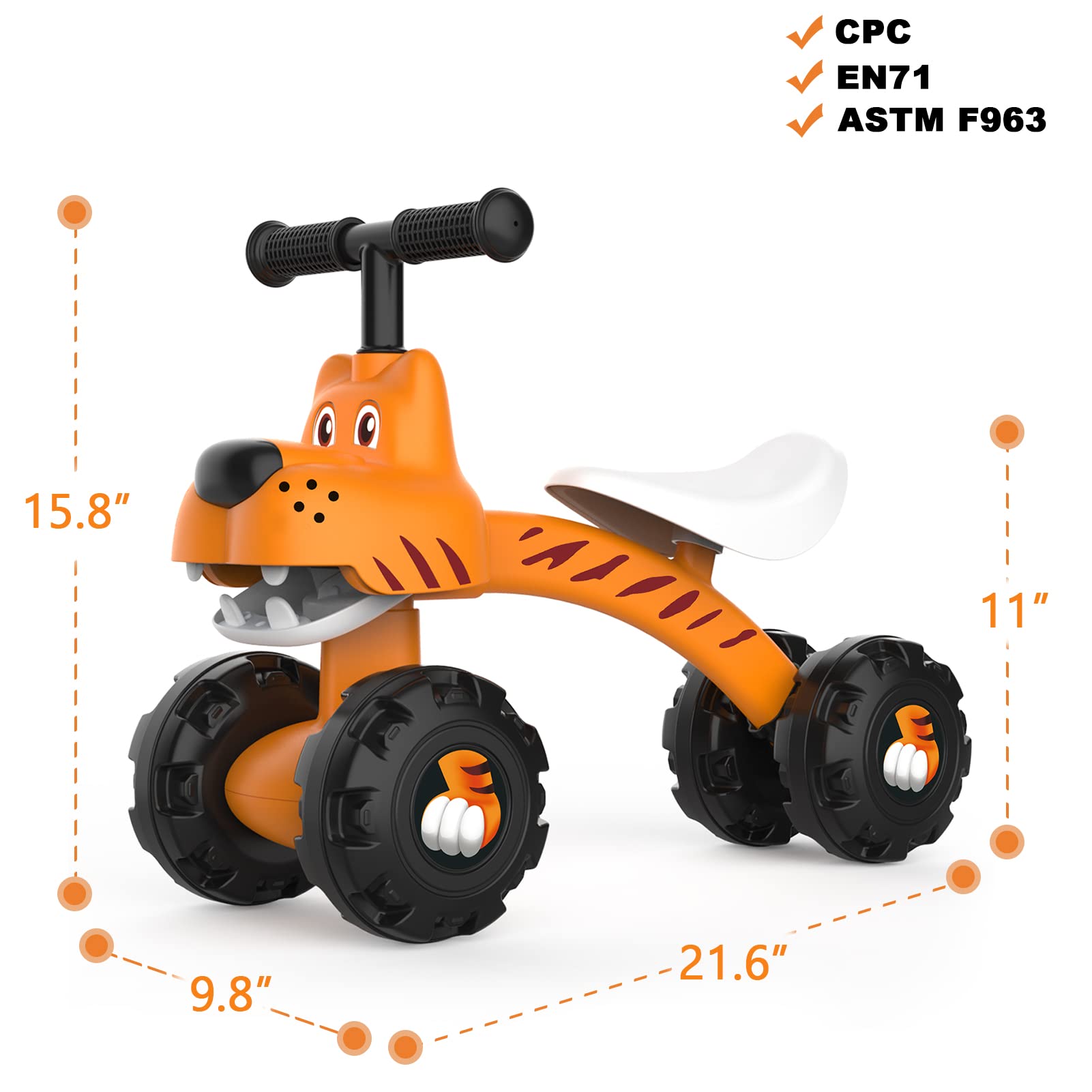 YGJT bike rear view highlights enclosed wheel and feet safety features.