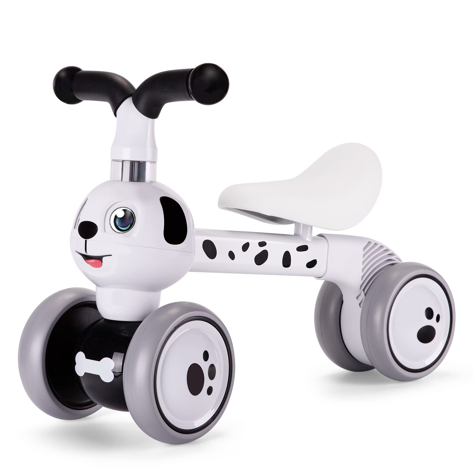 YGJT baby balance bike front view with spotty dog design