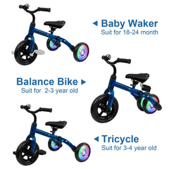 YGJT Detachable-pedal Tricycle blue easy mode transition