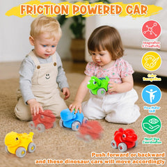 YGJT friction-powered dinosaur cars provide battery-free play