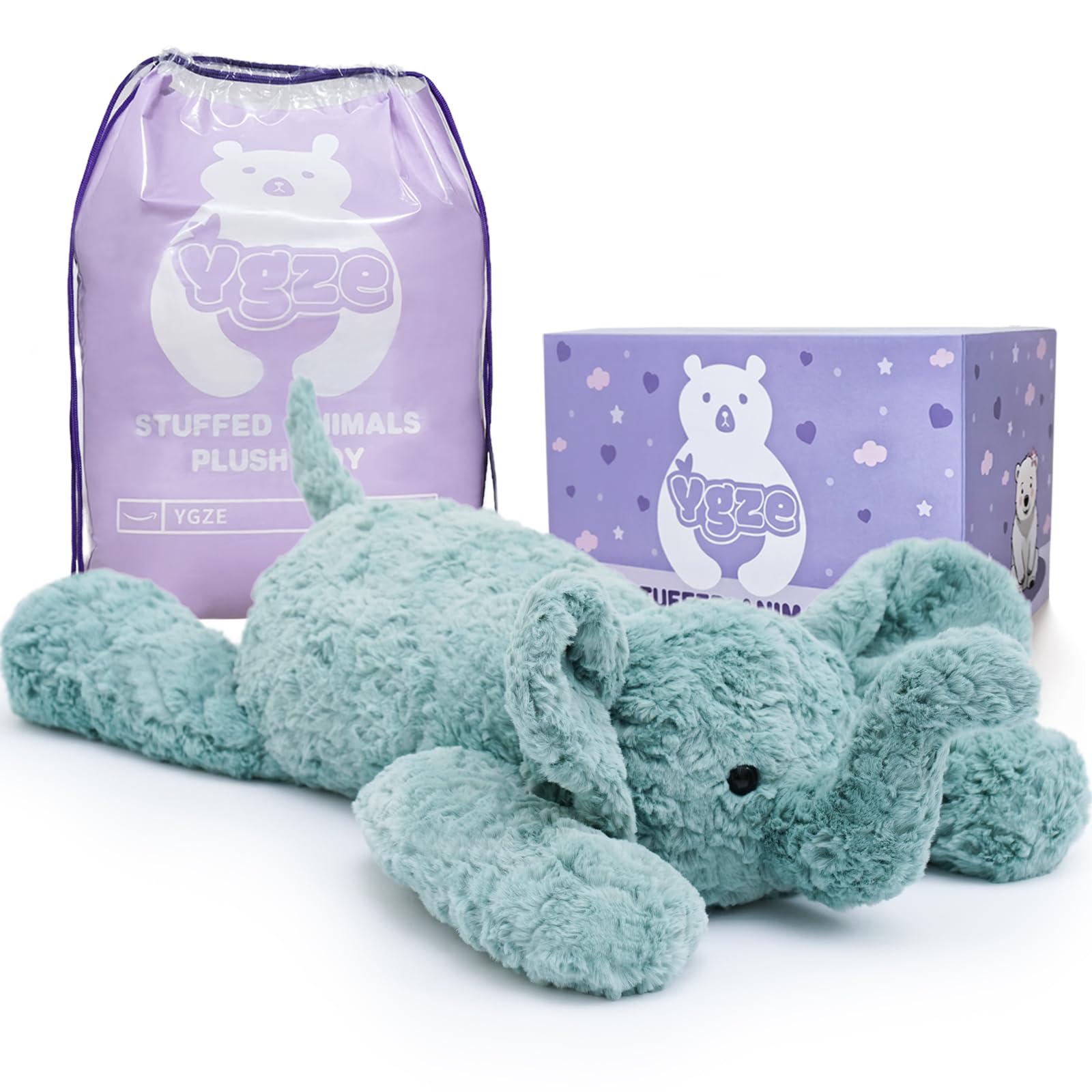 YGZE weighted elephant plush full view inviting cozy hugs