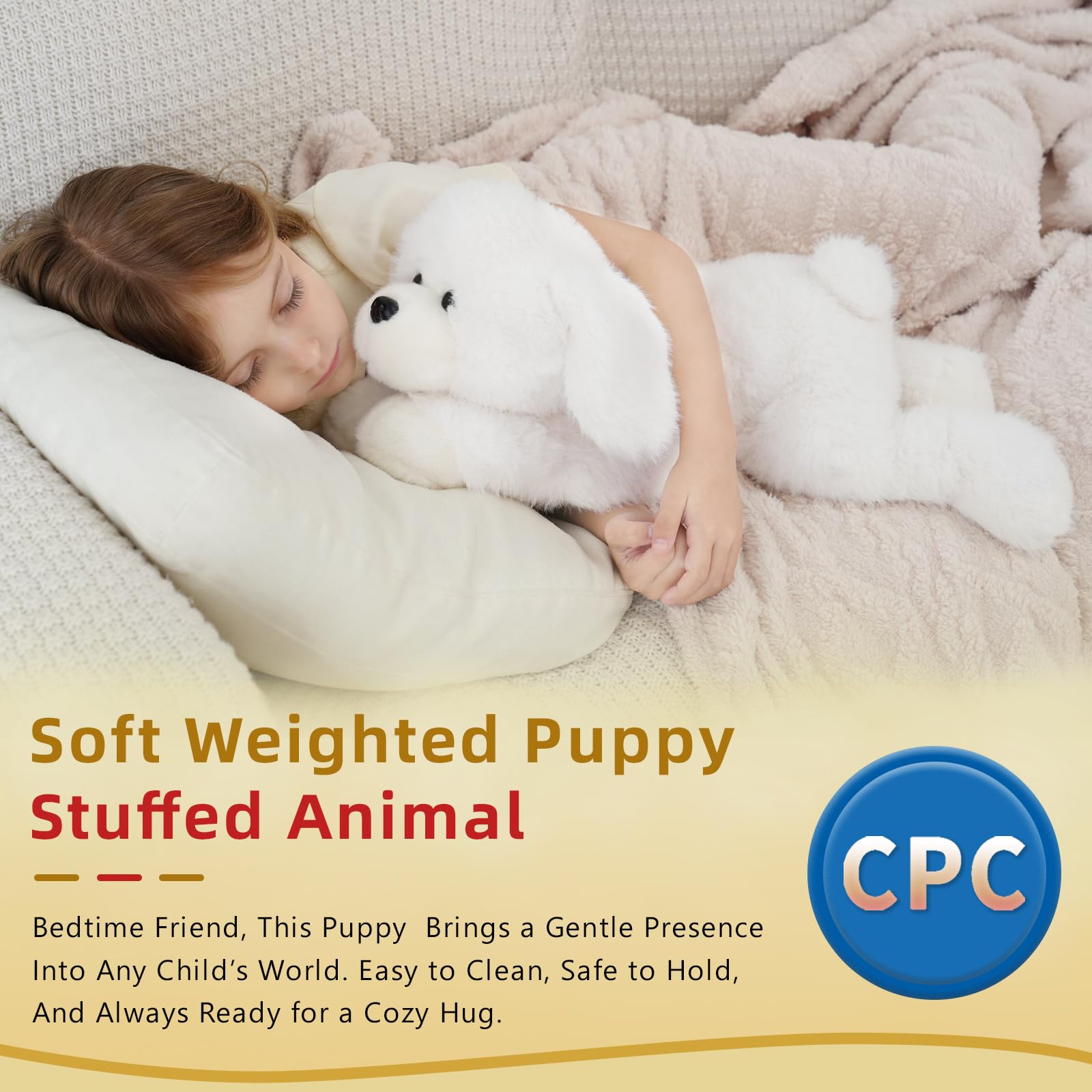 YGZE weighted dog plush lying full body at 24 inches for bed use