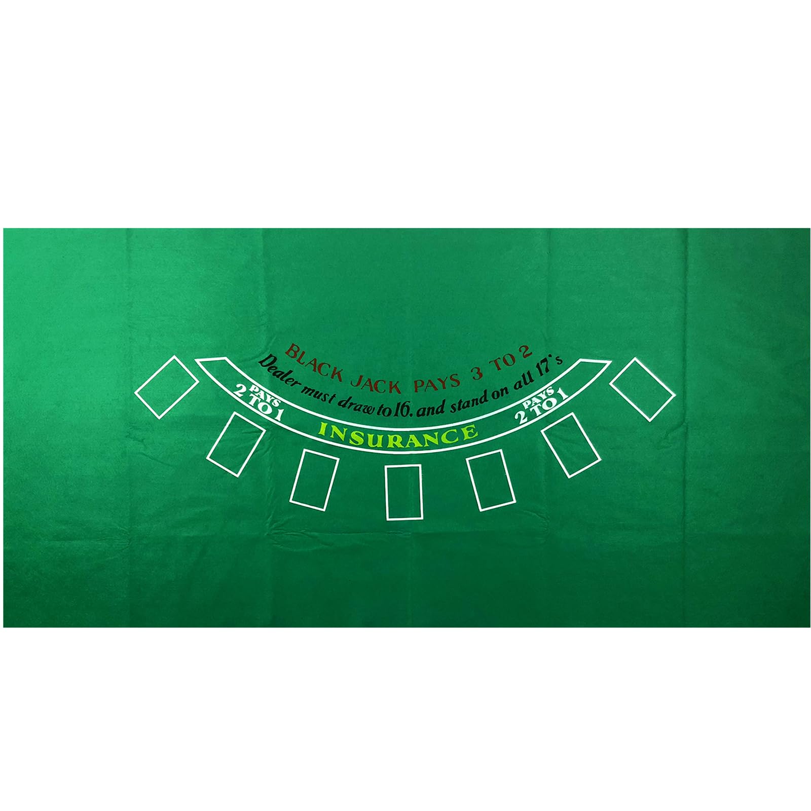YH Poker blackjack table top felt layout on a 36x72 inch green surface for home casino nights
