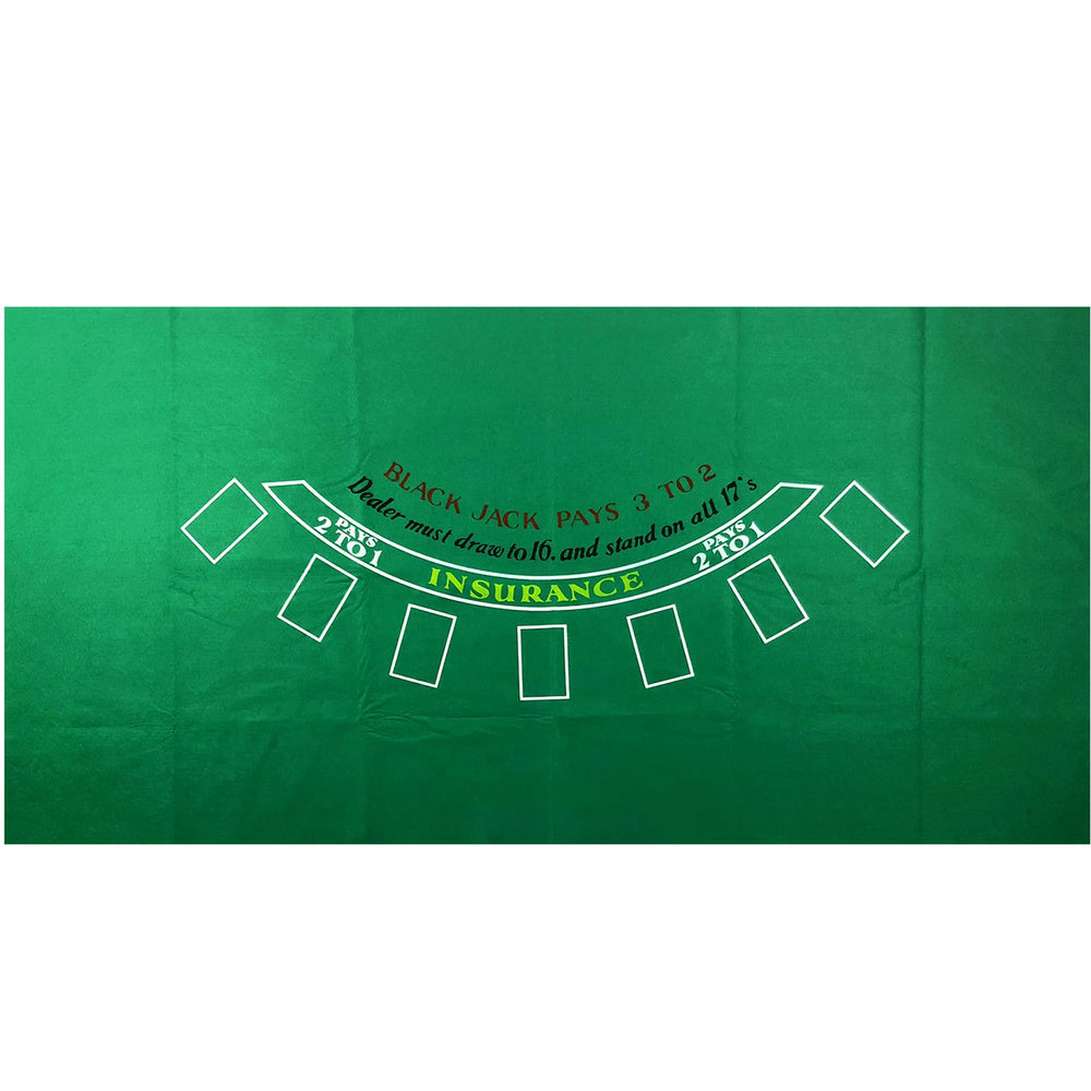 YH Poker blackjack table top felt layout on a 36x72 inch green surface for home casino nights