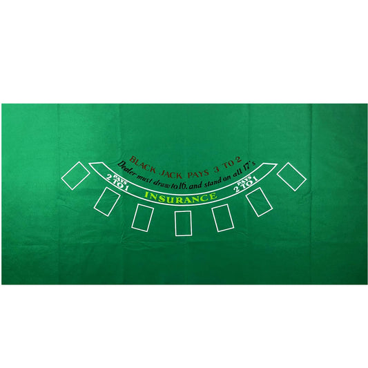 YH Poker blackjack table top felt layout on a 36x72 inch green surface for home casino nights