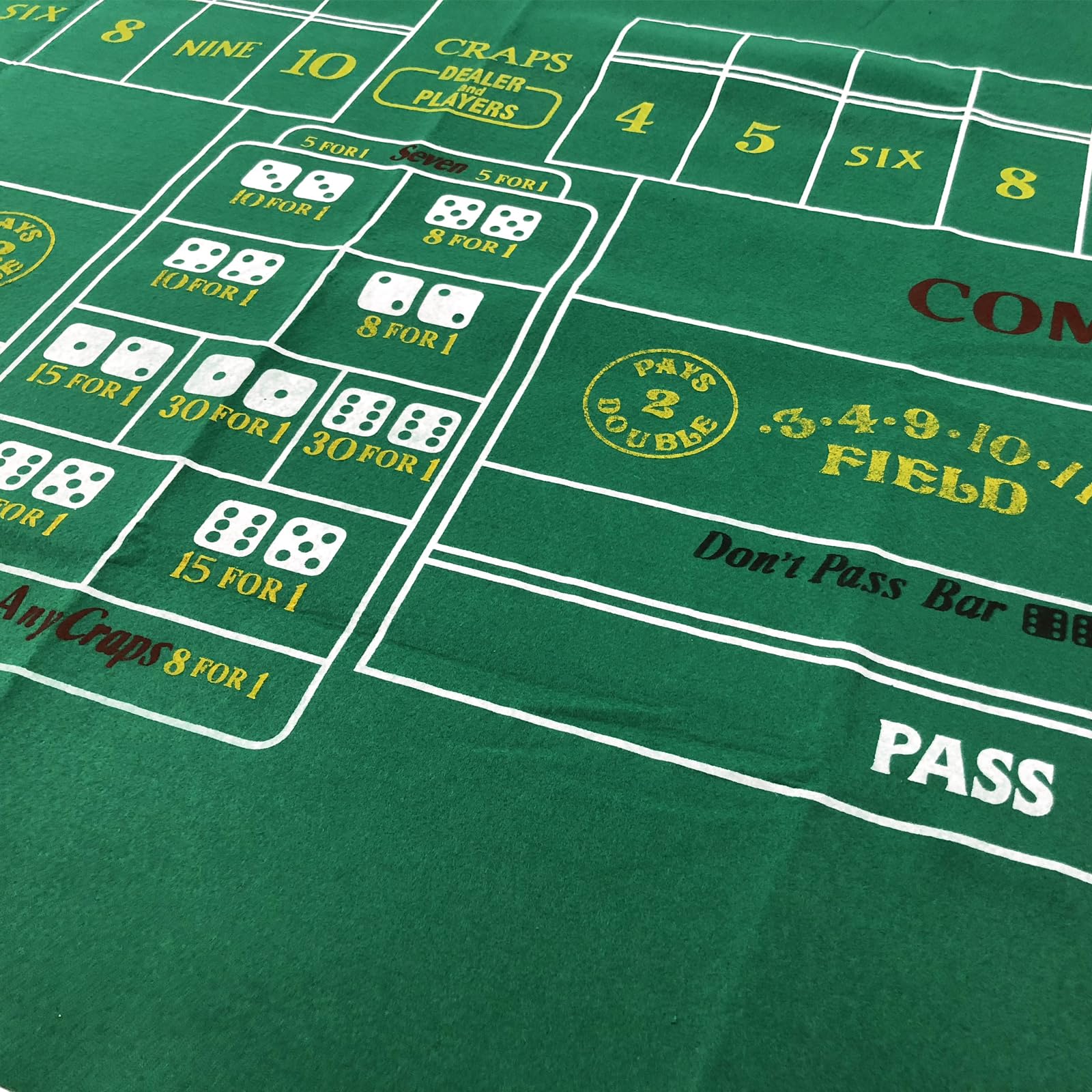 YH Poker lightweight craps layout easy to roll out at home tables