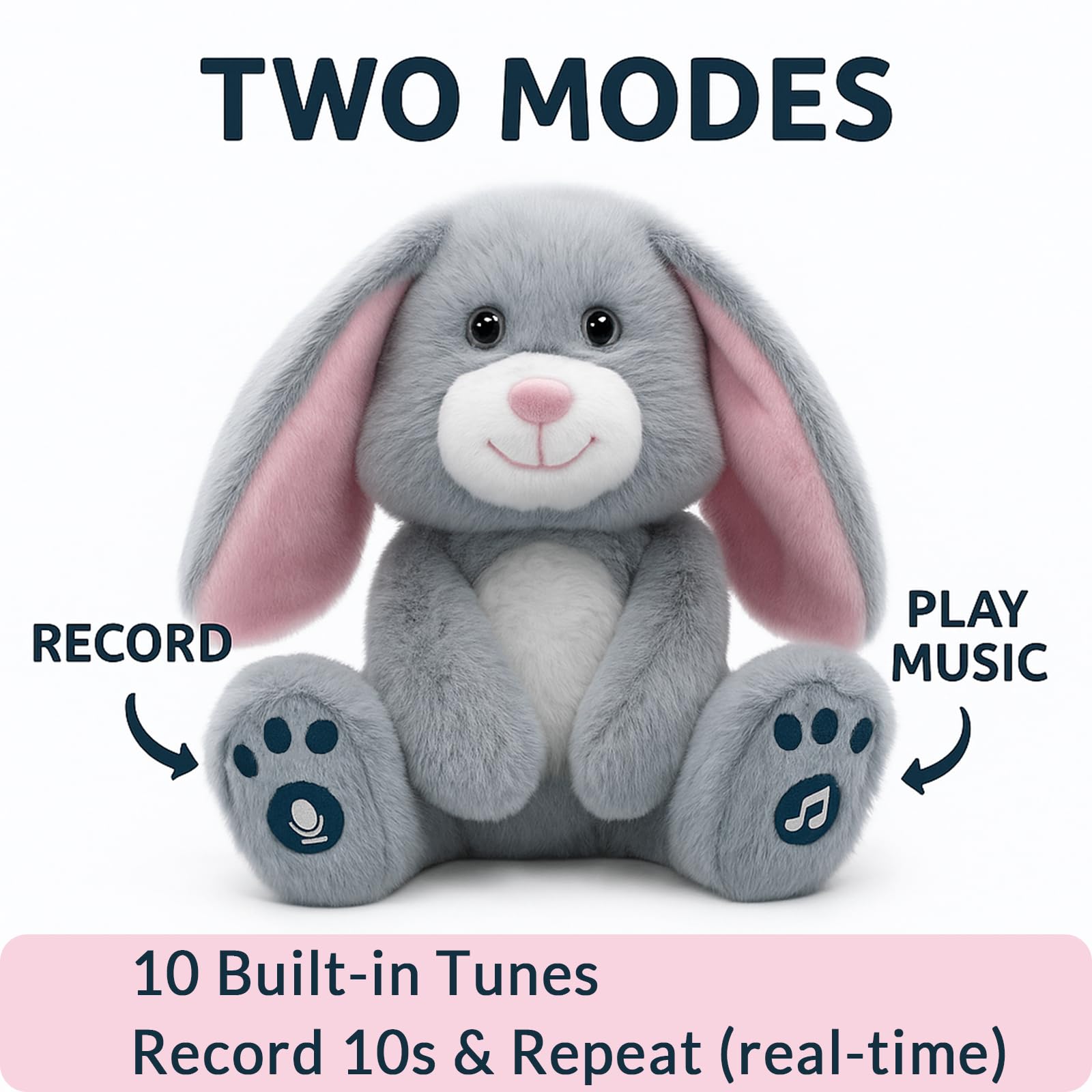 YH YUHUNG bunny ears flap during music for lively play.