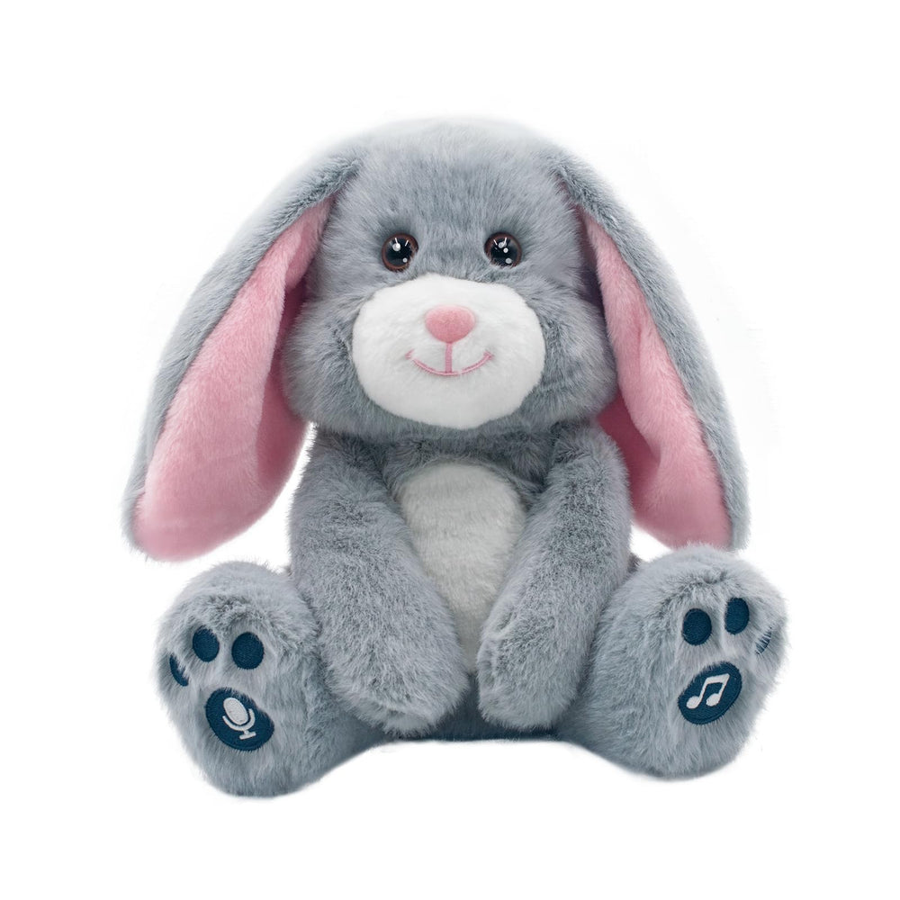 YH YUHUNG bunny plush in record mode for custom messages.