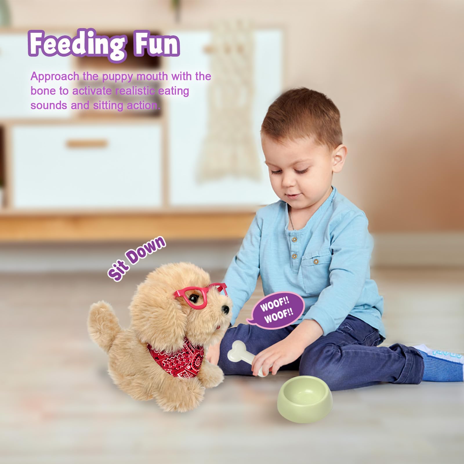 YH YUHUNG interactive puppy wagging tail and barks enhances pretend pet care