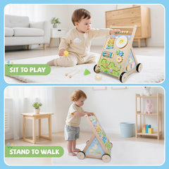 YHHYTOY gift-ready wooden baby walker suitable for 6-18 month olds