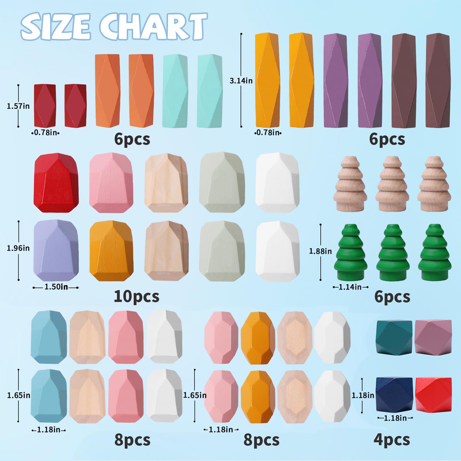 YHHYTOY gift-ready packaging for a wood stacking rocks set.