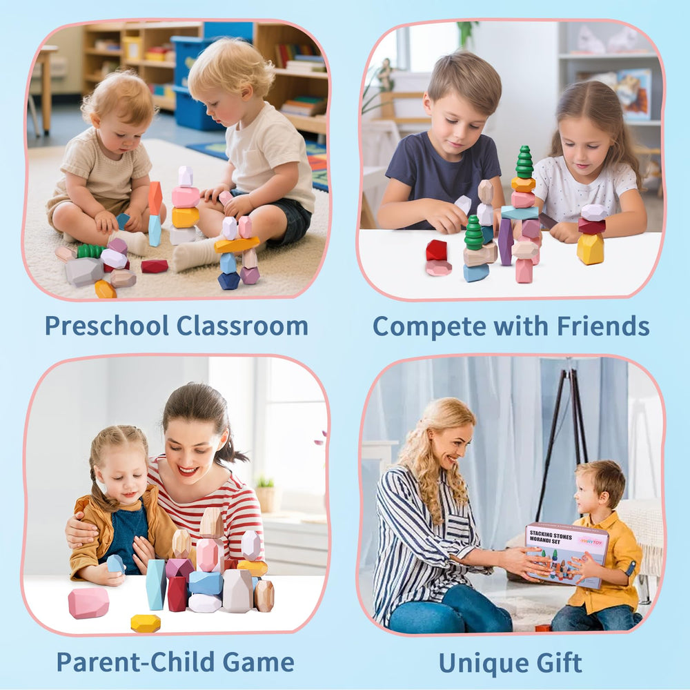 Children enjoy cooperative and independent play with YHHYTOY stacking stones.