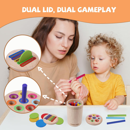 YHHYTOY wooden sticks color matching game strengthens pincer grasp and coordination.