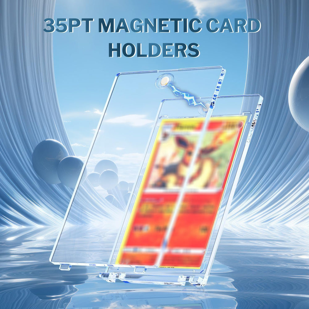 YHijf 35pt magnetic card holder shows outer dimensions for sturdy card protection.