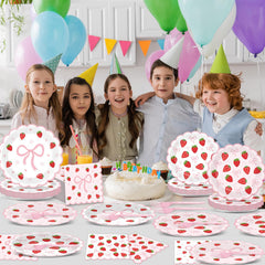 Yiaoyinnz pink strawberry plate design with lively pattern for celebratory dining.