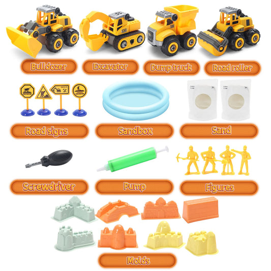 YIDESTARS trucks in bright colors for hands-on construction fun