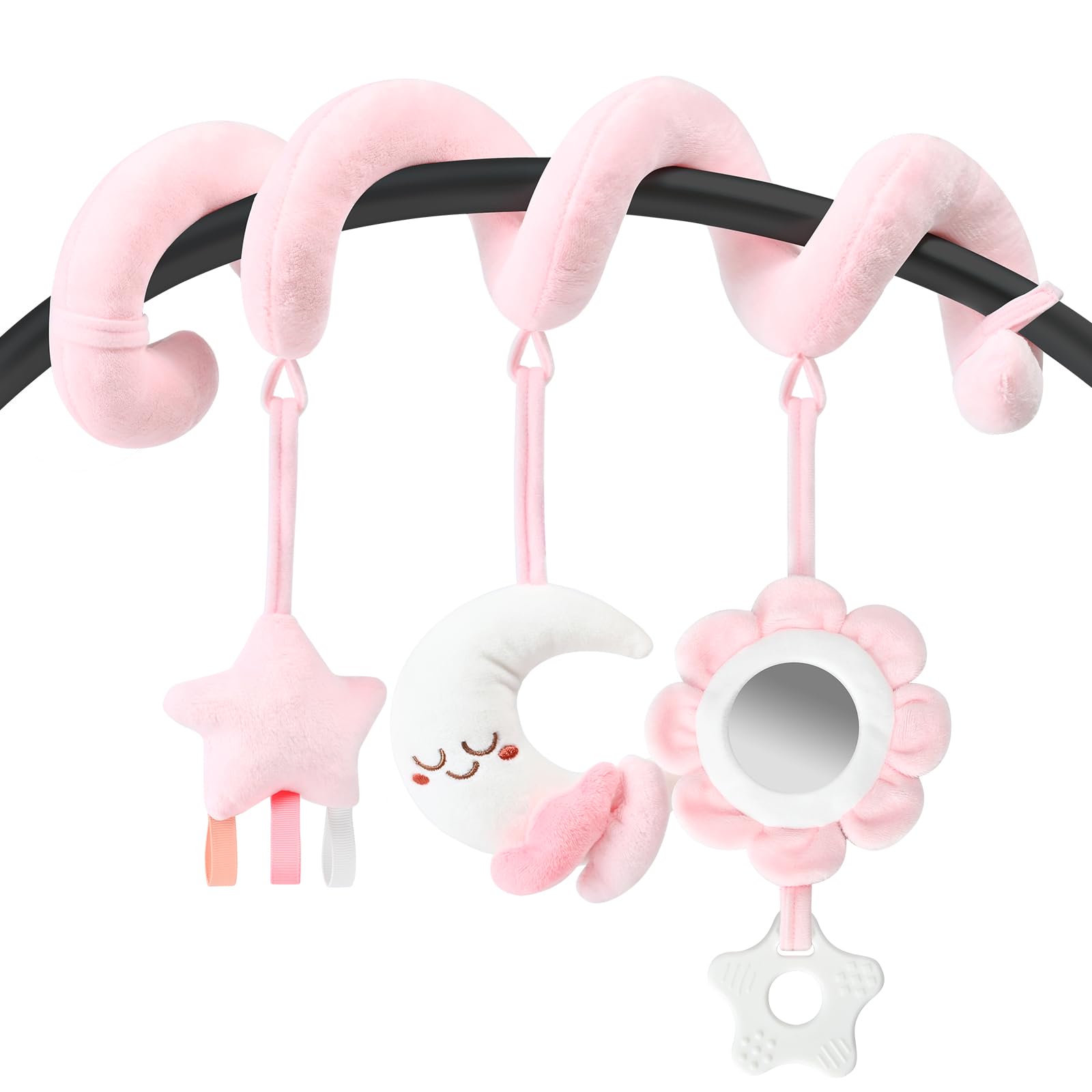 Yierchoo spiral car seat toy attached to stroller for on-the-go play