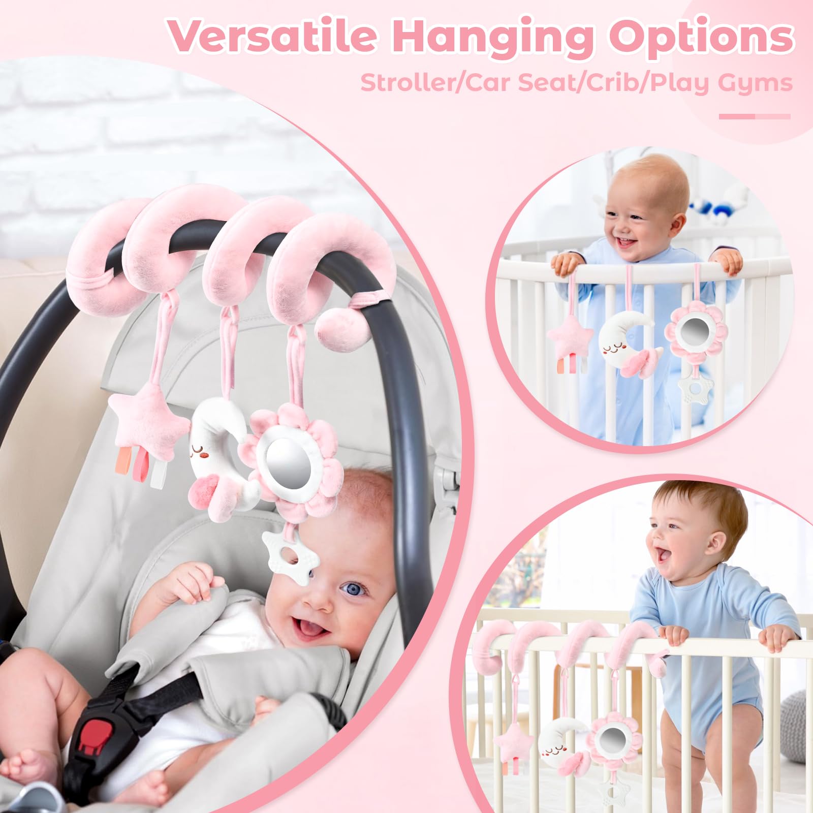 Yierchoo squeaky star with ribbons stimulates senses during rides
