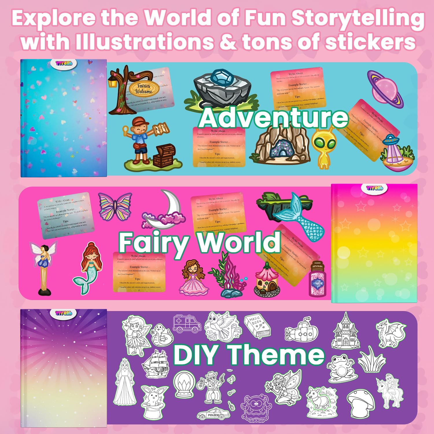 YiYeah DIY Storybook Art Kit DIY drawing stickers help personalize pages