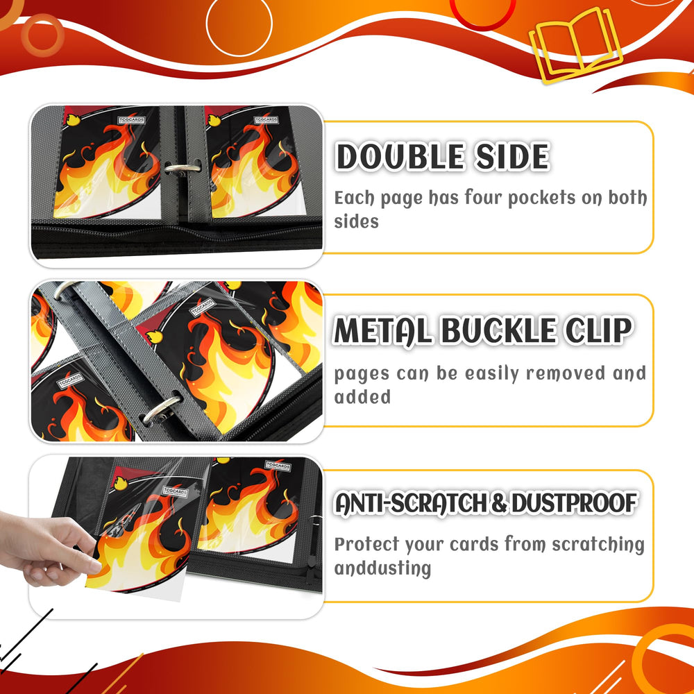 Yifan binder capacity 400 cards highlighted by roomy pockets and durable design.