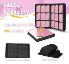 Yifan inside sleeves in pink binder protect and organize up to 900 cards.