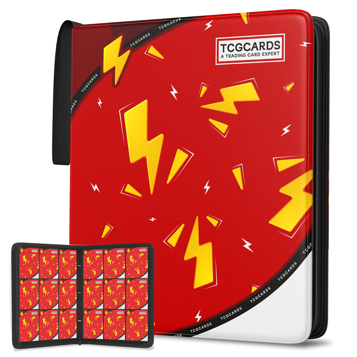 Yifan trading card binder, red cover, 9-pocket layout, protects cards during storage and travel.