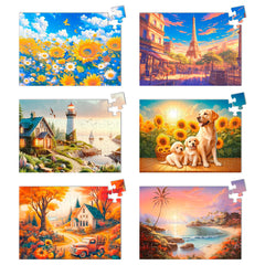 Yigney 6-pack puzzle packaging shown as a gift-ready set for seniors.