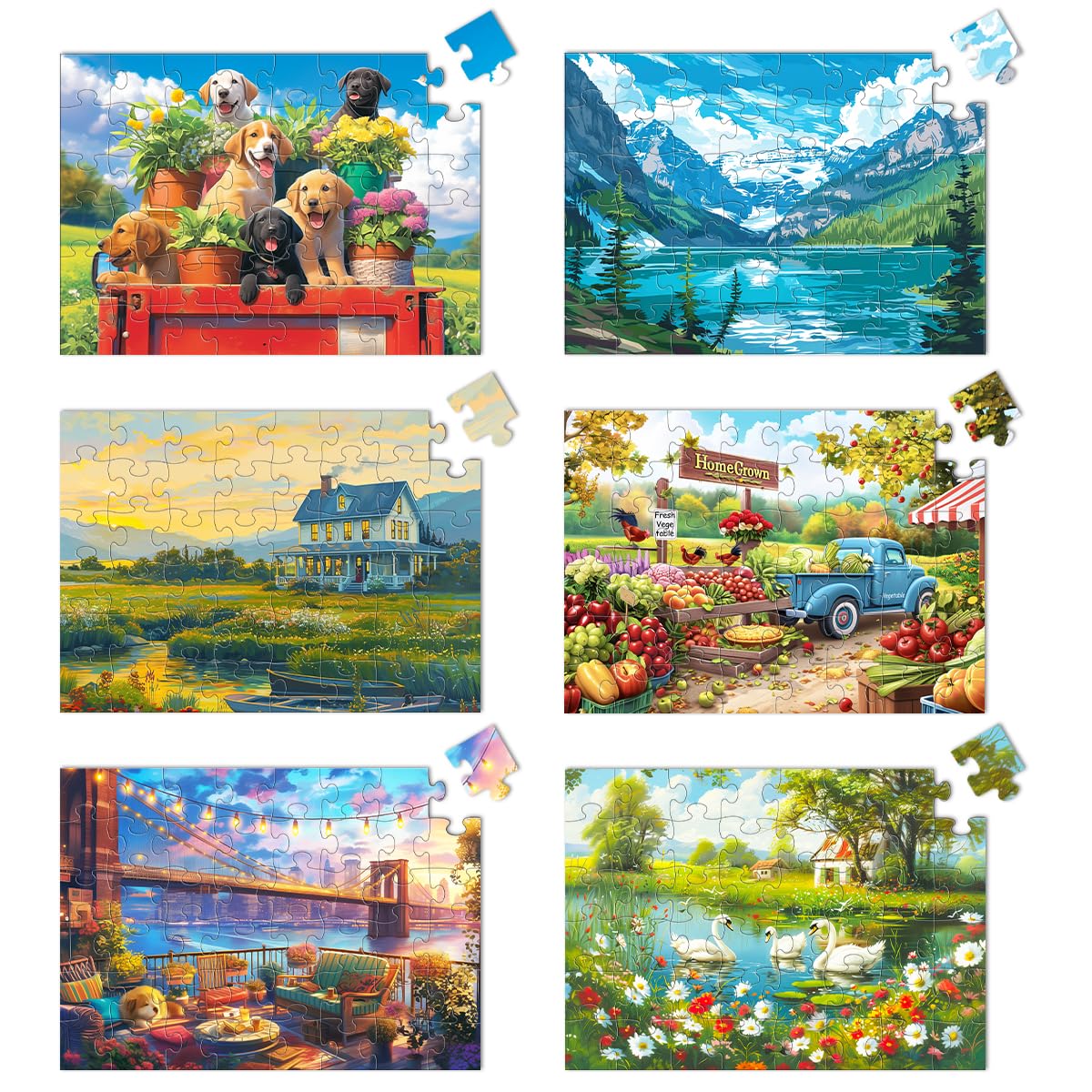 Yigney six-pack large-piece puzzles for seniors, easy handling and focus.