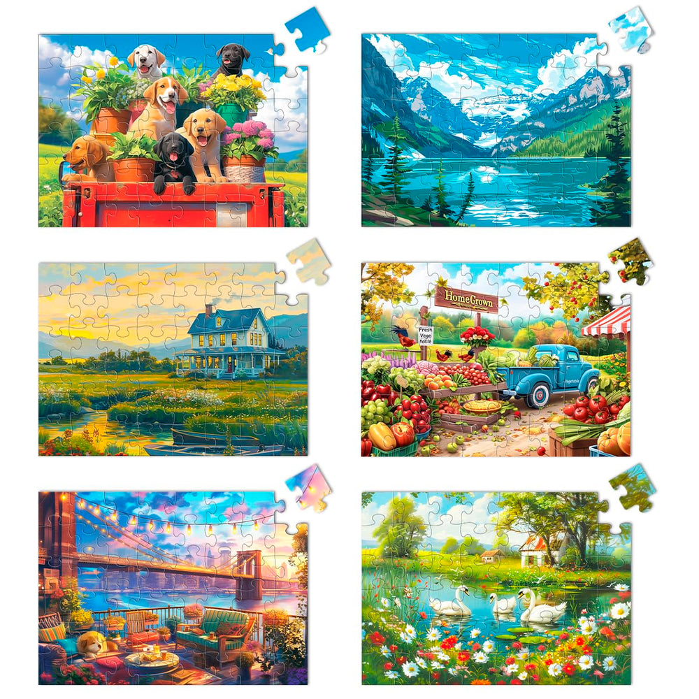 Yigney six-pack large-piece puzzles for seniors, easy handling and focus.