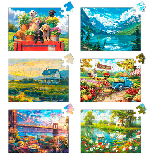 Yigney six-pack large-piece puzzles for seniors, easy handling and focus.