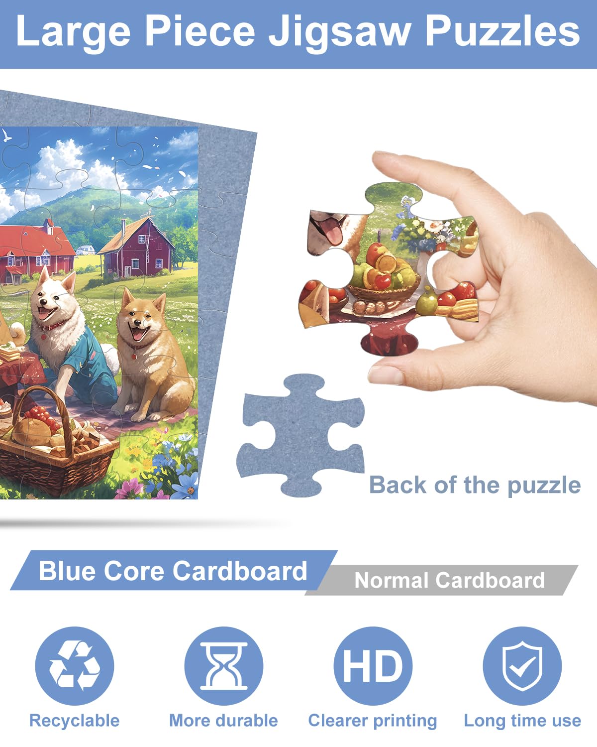 Yigney dog and beach puzzles offering colorful scenes to spark memory.