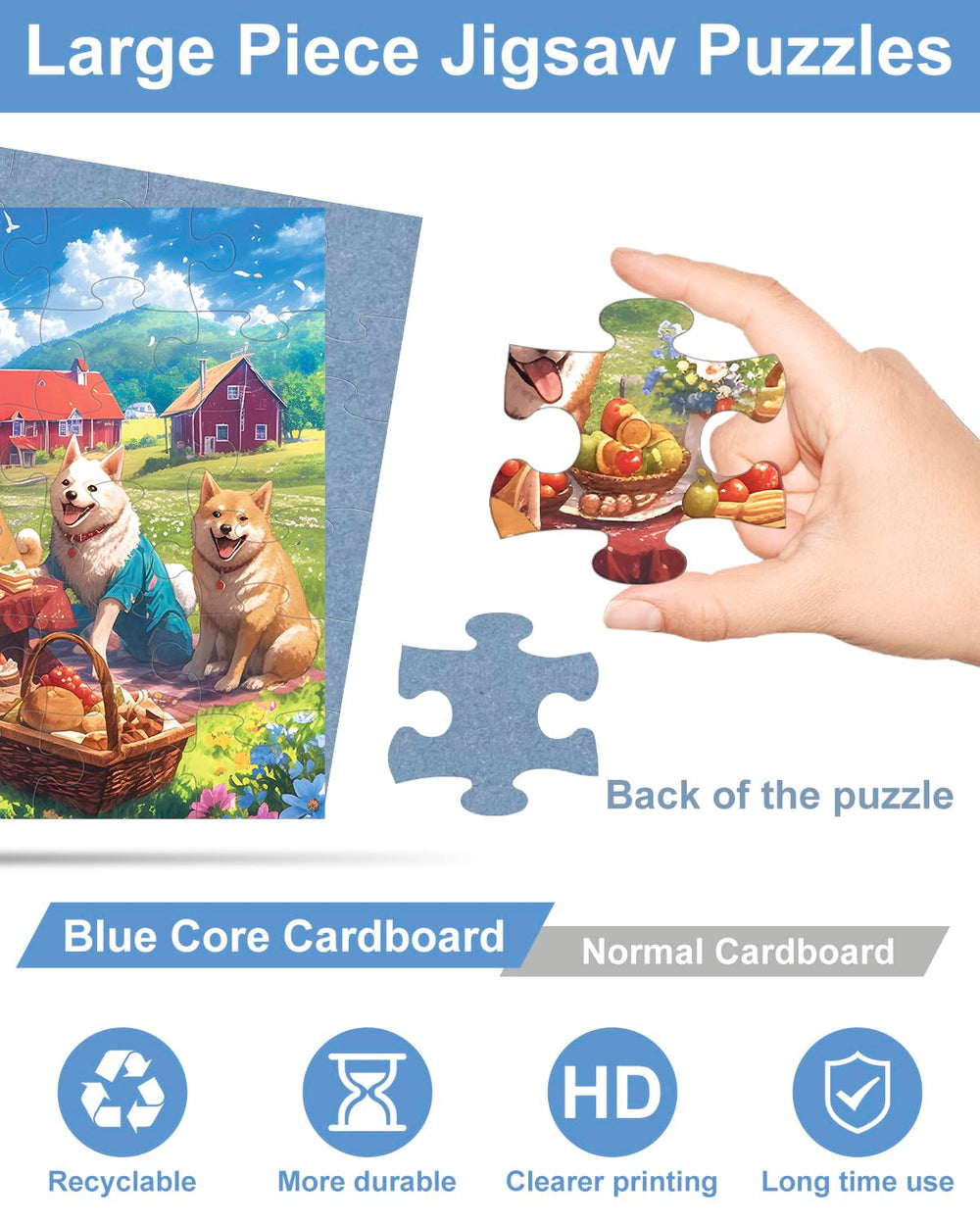 Yigney dog and beach puzzles offering colorful scenes to spark memory.
