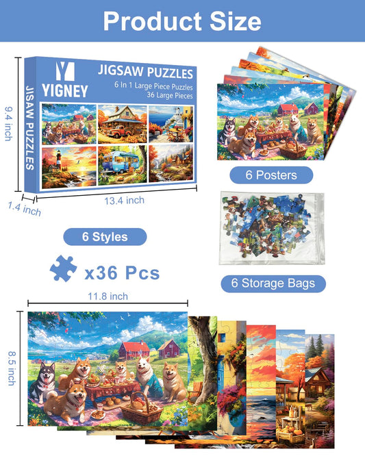 Yigney lighthouse pattern puzzle for seniors with clear visuals to boost focus.