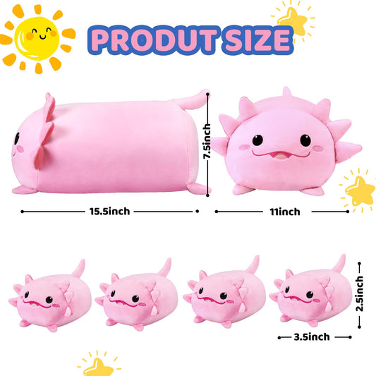 YIIQUWEN axolotl four pink baby axolotls—soft, huggable companions for kids.