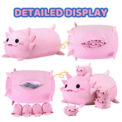 YIIQUWEN axolotl soft plush fur closeup—premium materials feel gentle on skin.