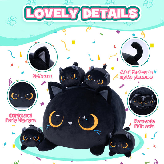 YIIQUWEN black cat plush fur closeup, showcasing a soft texture ideal for hugs.