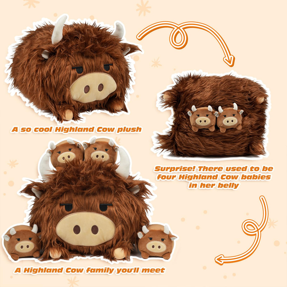 YIIQUWEN Highland Cow plush pillow-multiuse offers cozy support on sofa or bed