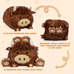 YIIQUWEN Highland Cow plush pillow-multiuse offers cozy support on sofa or bed
