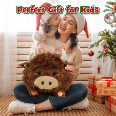 YIIQUWEN Highland Cow plush for hugging and decor adds warm charm to any room