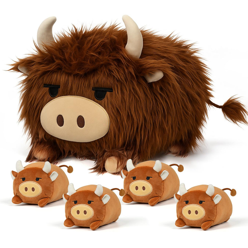 YIIQUWEN Highland Cow stuffed animal belly-calves reveal a playful surprise for kids