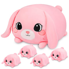 yiiquwen pink bunny plush belly reveal with four hidden babies for playful gifting
