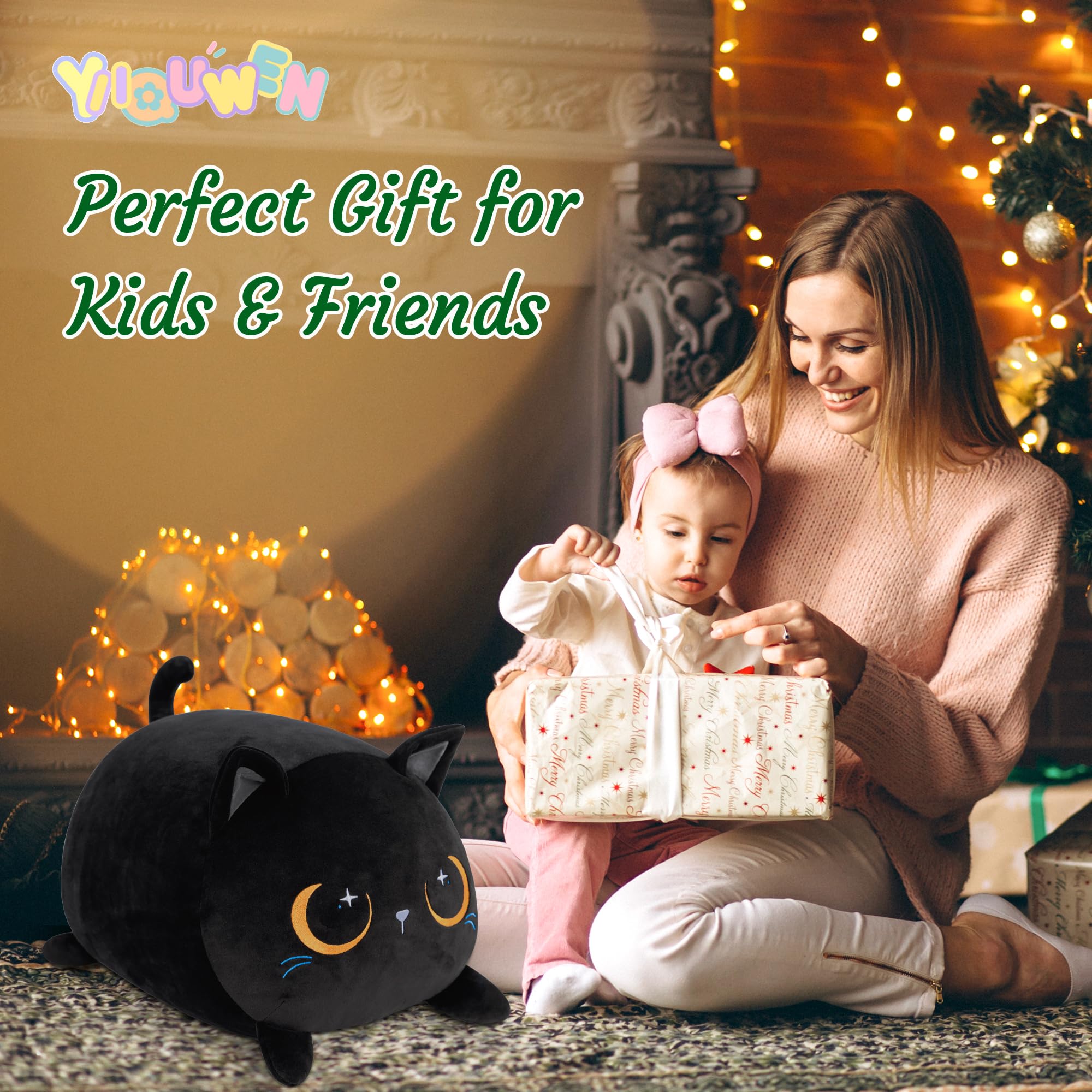 YIIQUWEN plush cat pillow, versatile for sleeping and lounging.