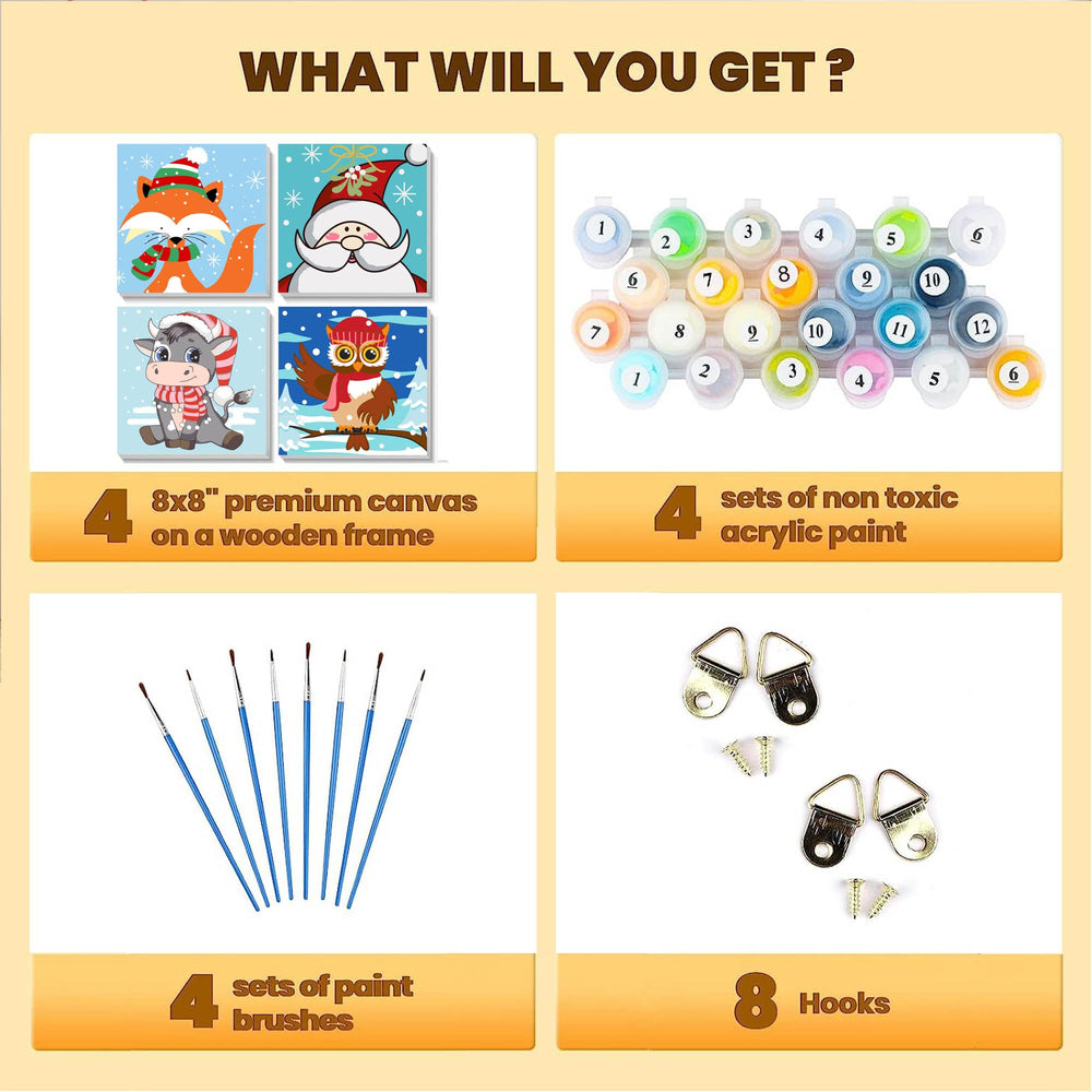 Easy-to-read numbers and colors guide kids through painting with Yijingtop kits